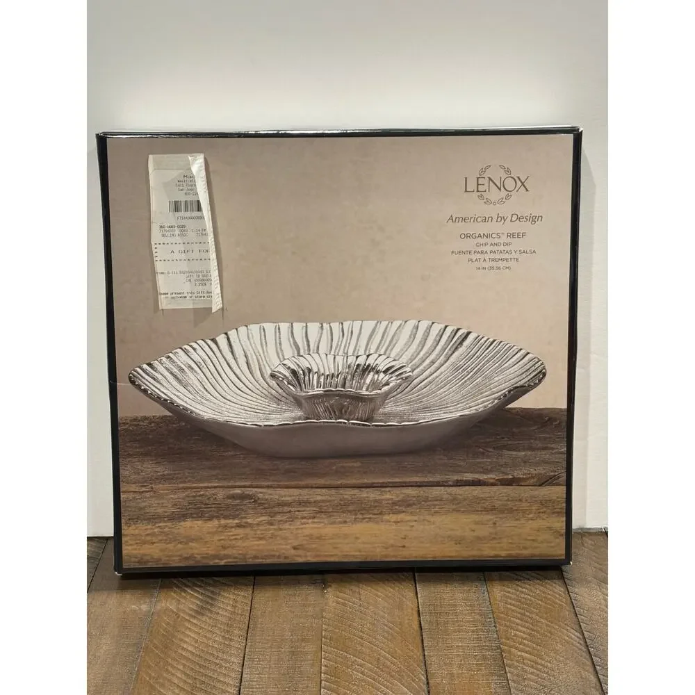 LENOX American by Design Organics Reef Aluminum Chip and Dip Bowl Set Silver